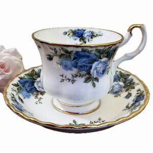 Vintage Royal Albert Moonlight Rose Blue China -1 Cup & Saucer 6368742 EUC
